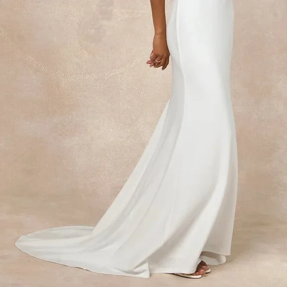 Lulus Momentous Romance White Strapless Bow Mermaid Maxi Dress - Size S - Picture 6 of 6